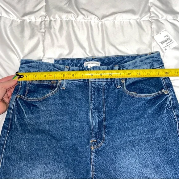 NWT Good American Good Classic Slim Straight Jeans sz 12 31 Medium Blue Raw Hem - Picture 7 of 9